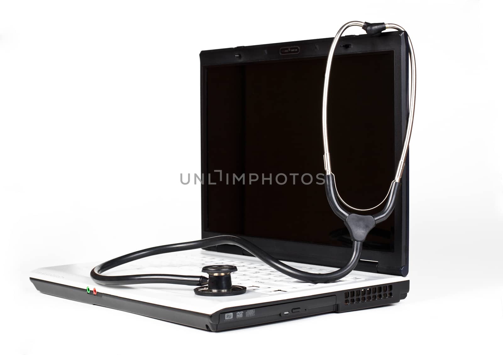 Laptop and stethoscope by orcearo