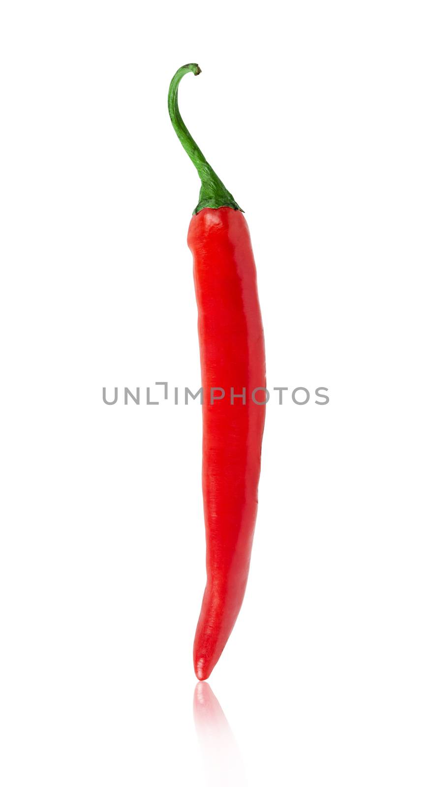 Red chilli slice isolated on white background. by Gamjai