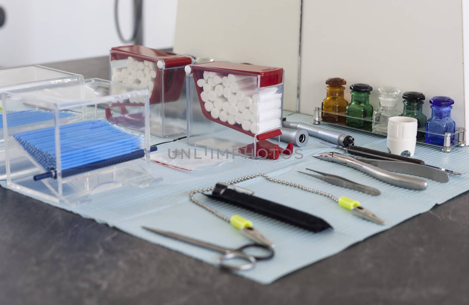 Dentist hand tools prepared for work