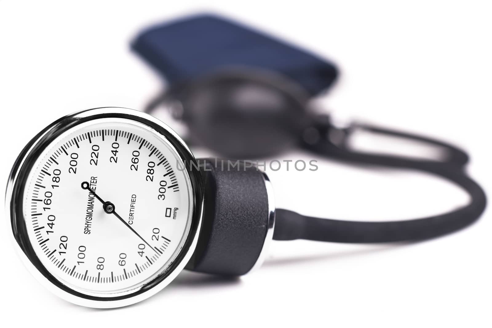 Blood pressure meter medical equipment isolated on white