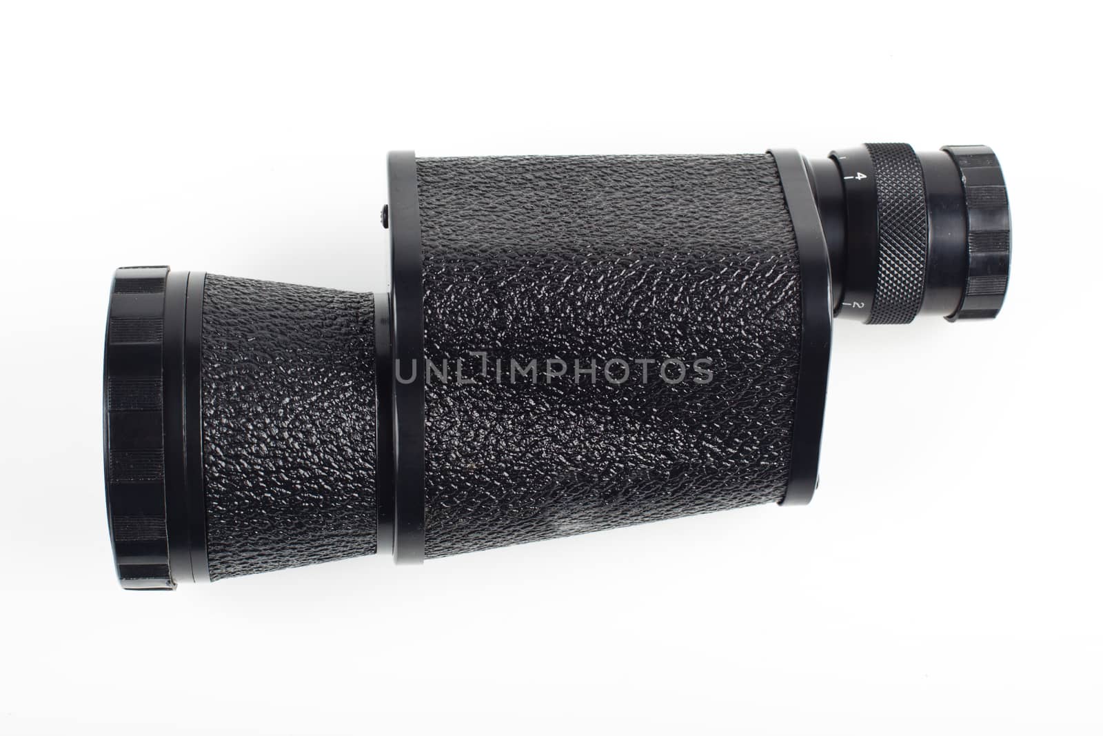 black monocular isolated on white background