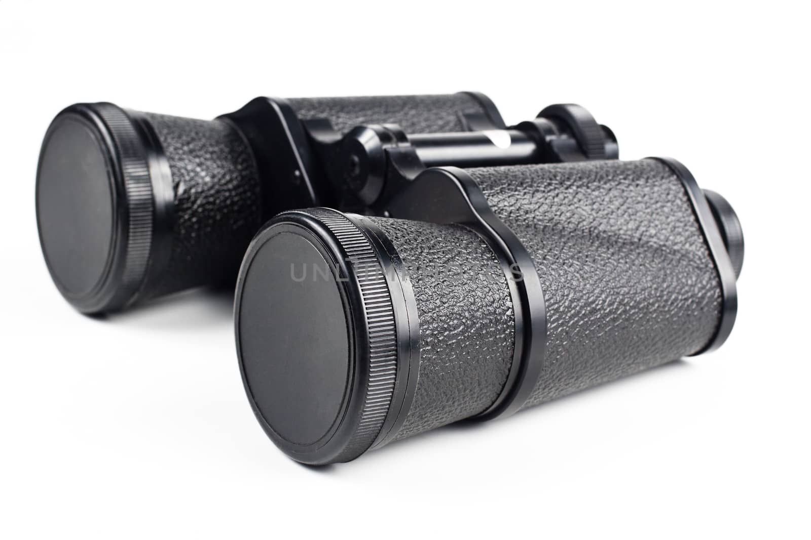 black binoculars isolated on white background