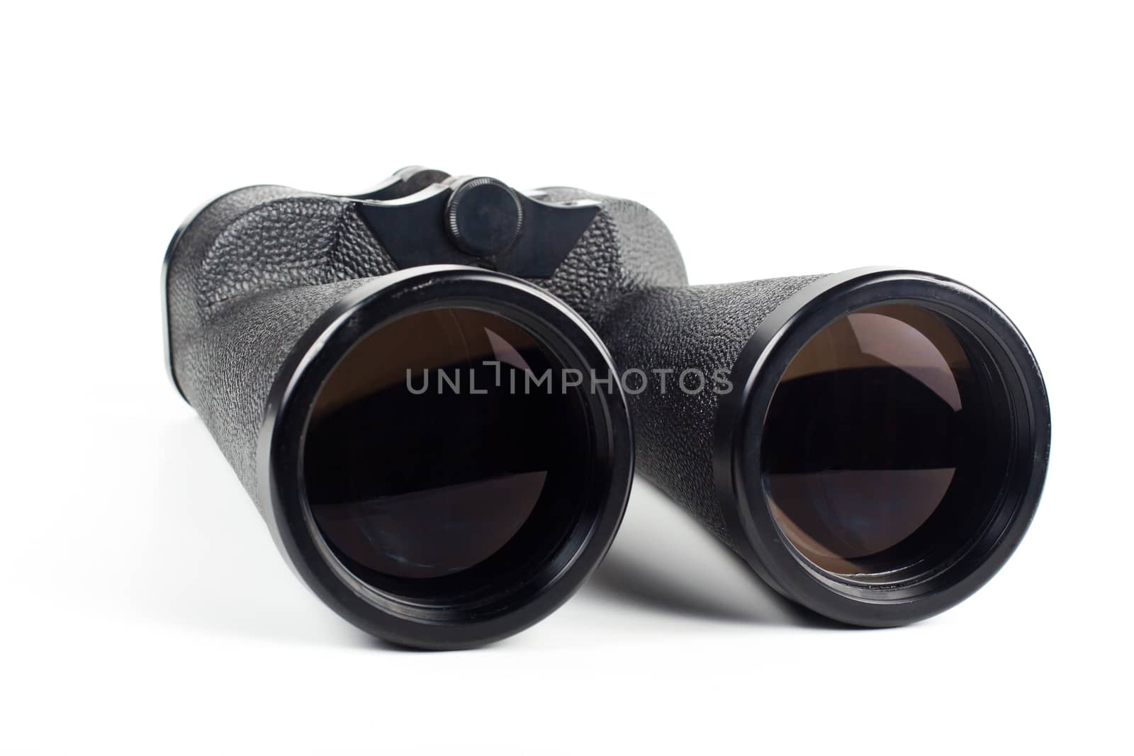 black binoculars isolated on white background