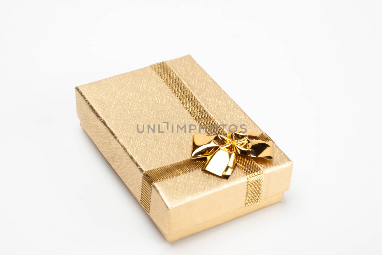 golden jewelry box isolated on white background