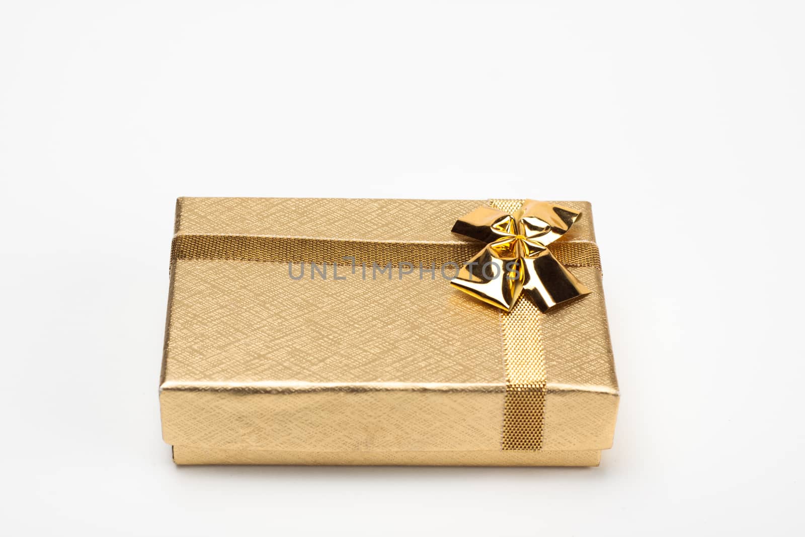 golden jewelry box isolated on white background 