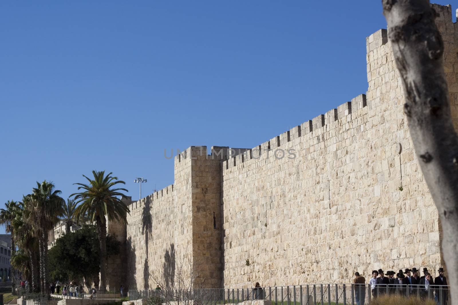 jerusalem outer wall with  some people