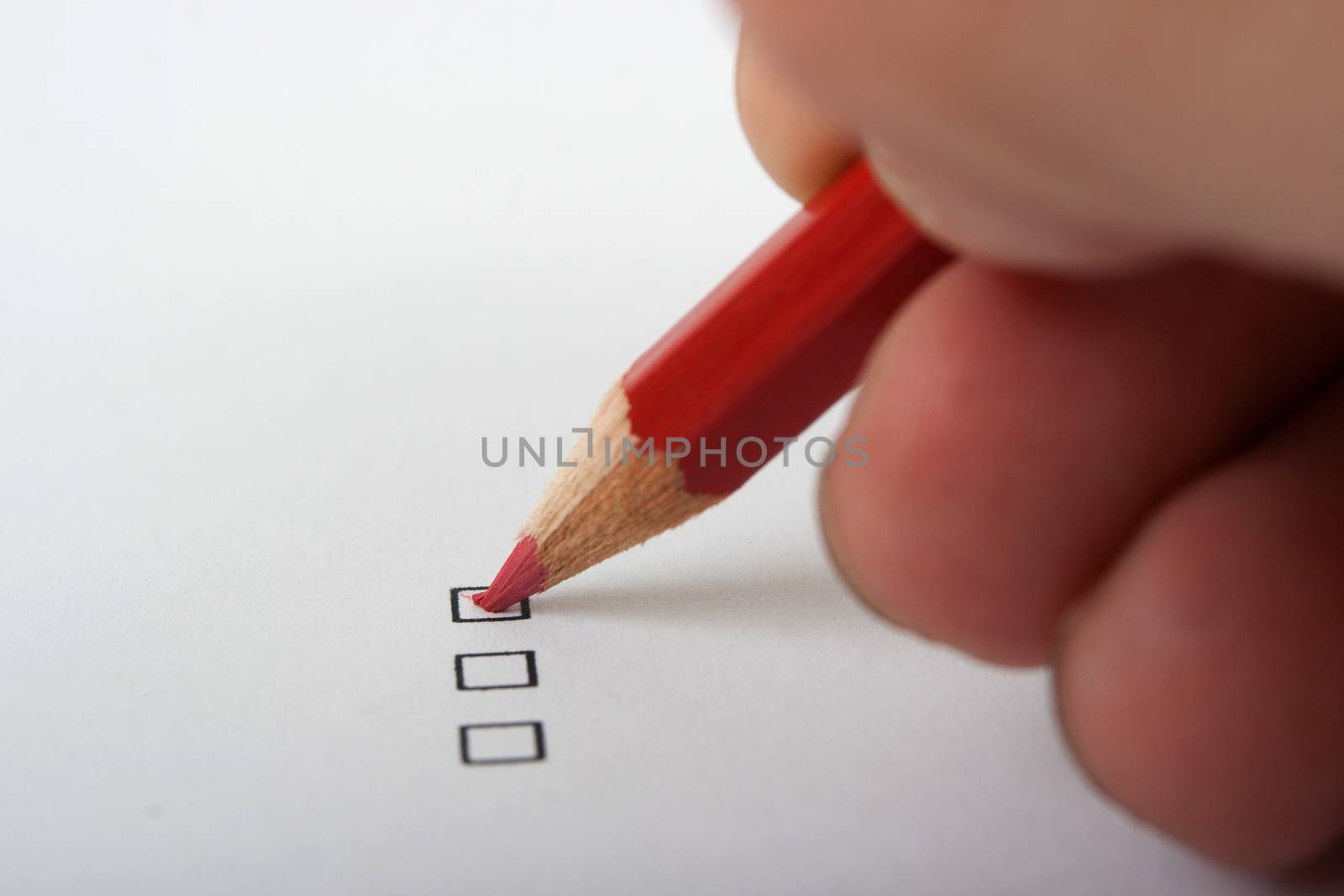 black checkbox on whuite page aproove with red pencil