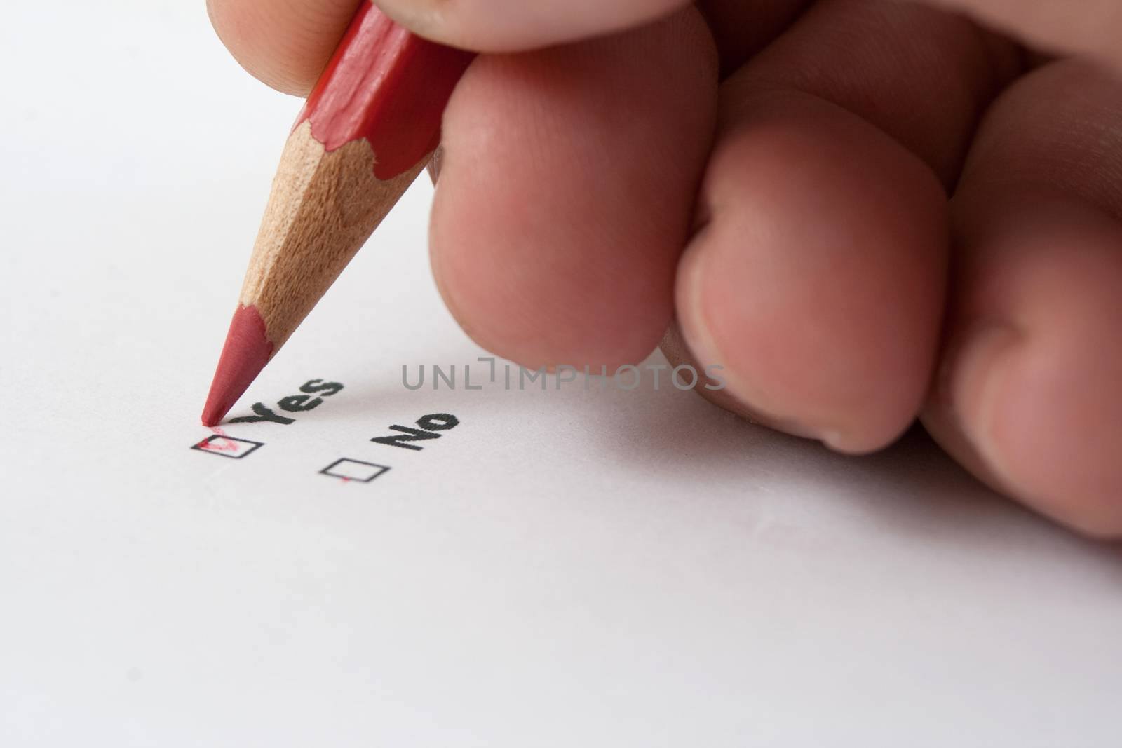 yes or no decition checkbox made with red pencil