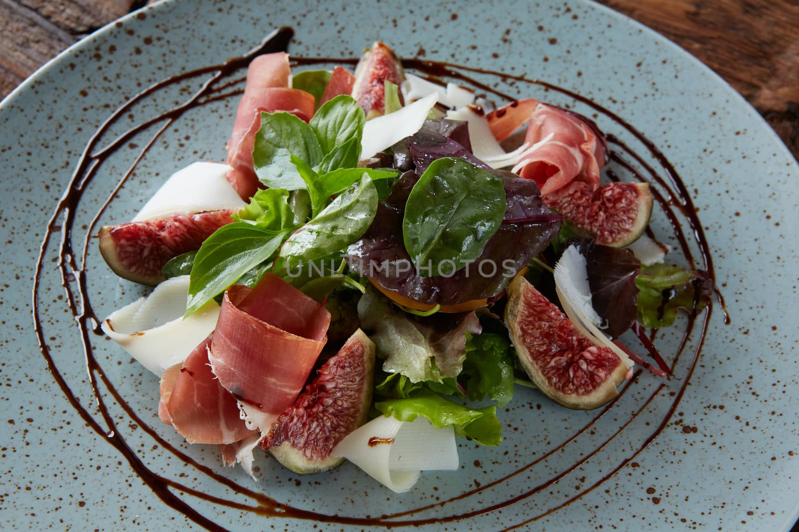 Italian salad. From figs with jamon and parmesan