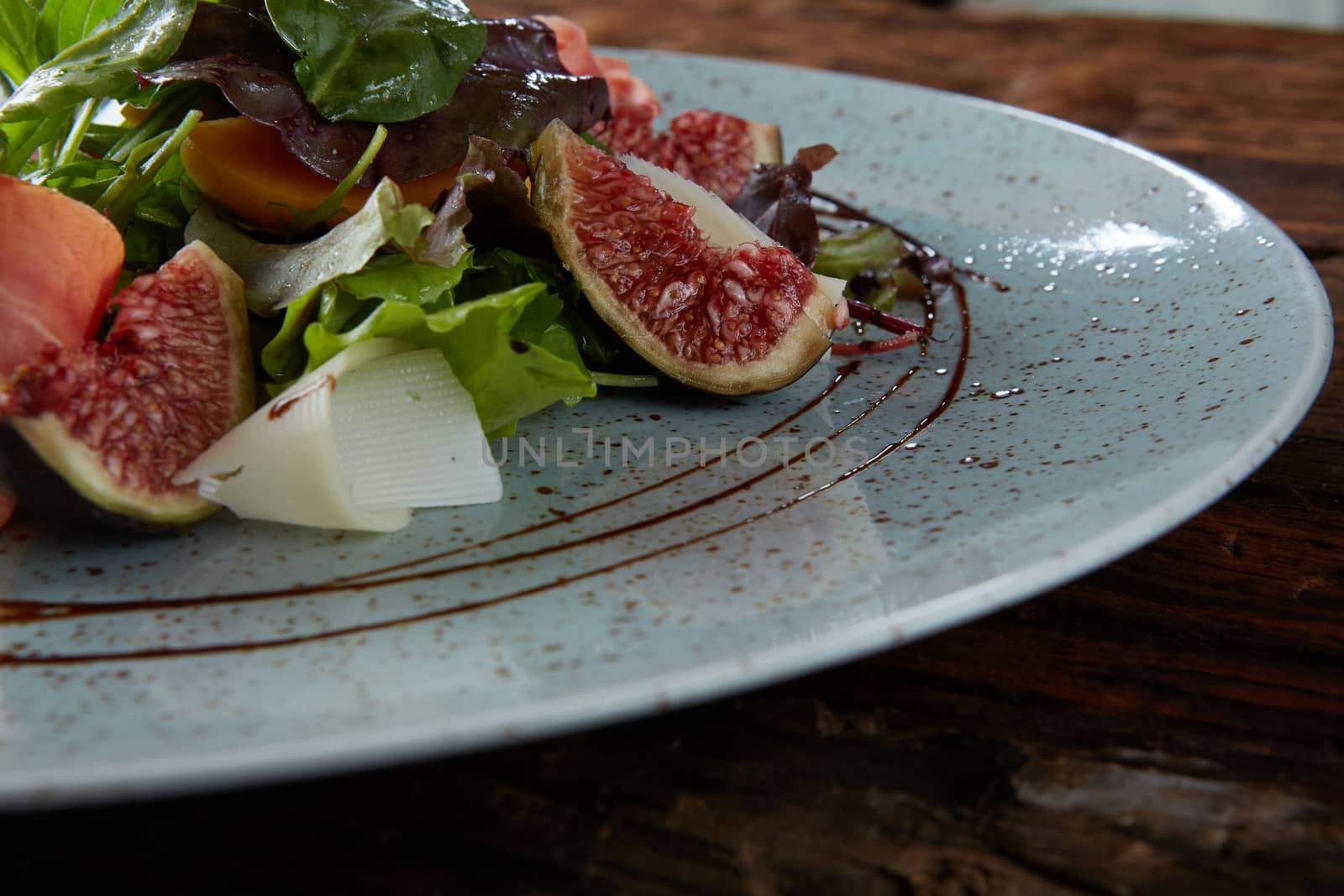 Italian salad. From figs with jamon and parmesan