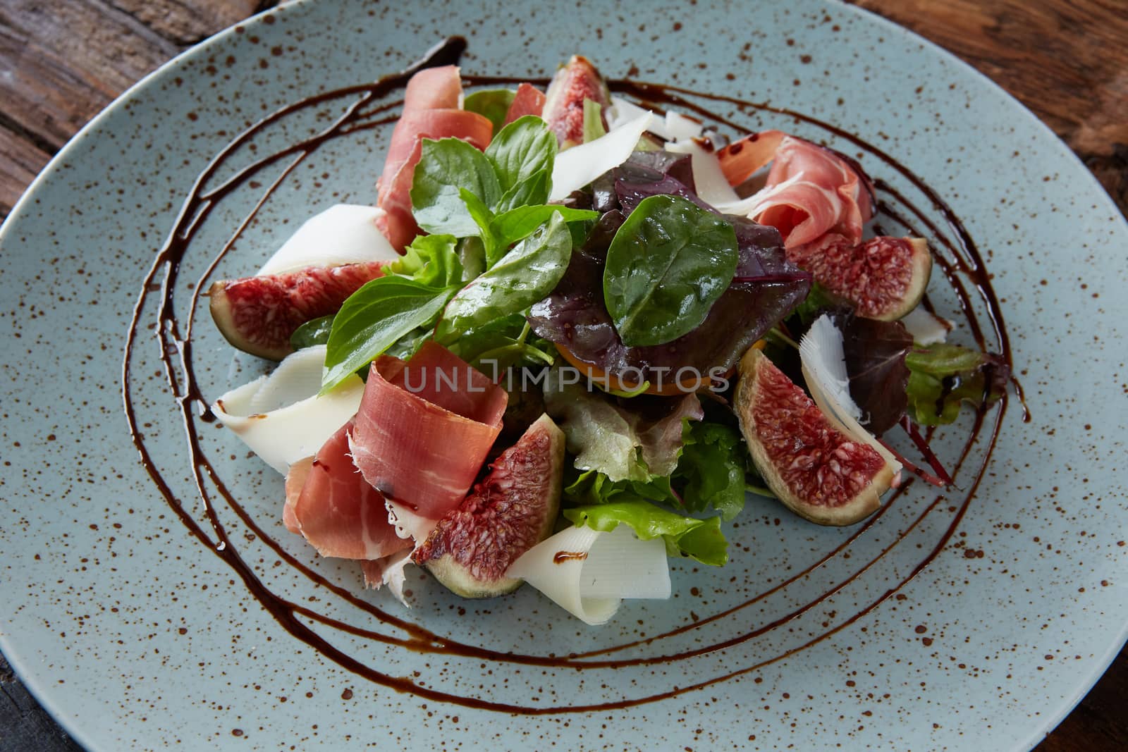 Italian salad. From figs with jamon and parmesan