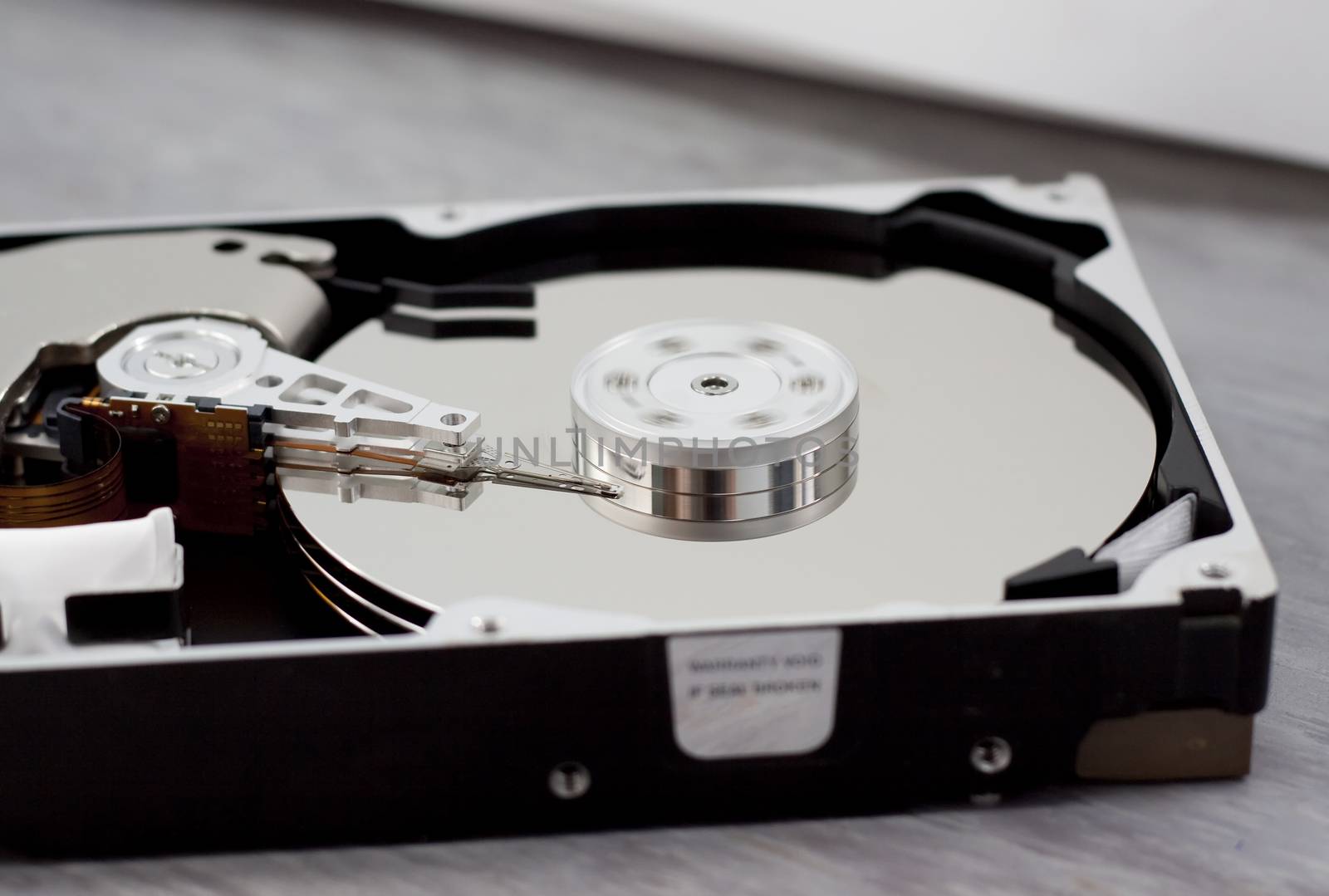 spinning hard drive disk amd head