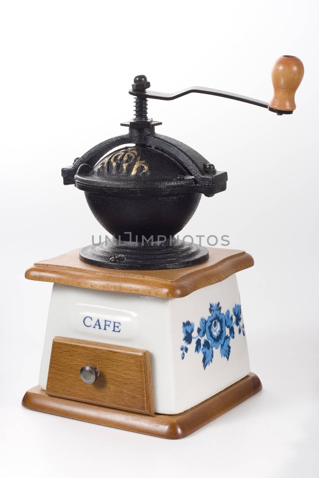 coffee grinder on white background