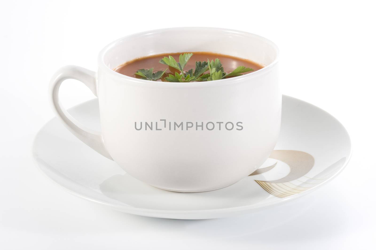 tomato soup on white background