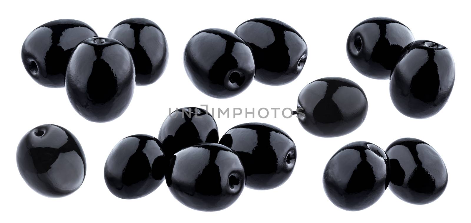 Black olives isolated on white background by xamtiw