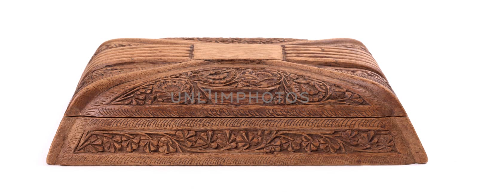Old wooden cigarette case, isolated on white