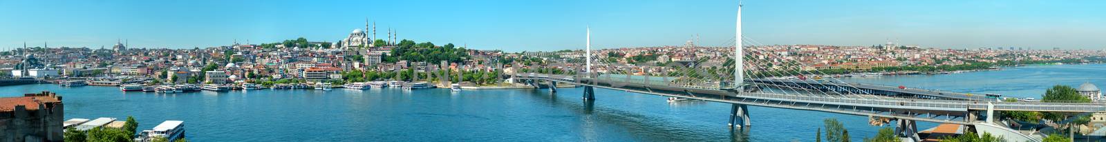 Panorama Metro station on Golden Horn bridge in Istanbul, Turkey