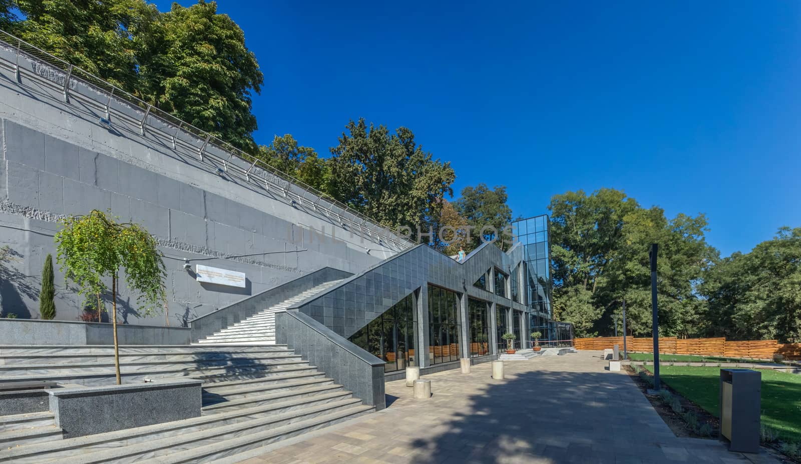 Odessa, Ukraine - 09.03.2018. Panorama view of the Greek park restored this summer in Odessa, Ukraine, on a sunny day