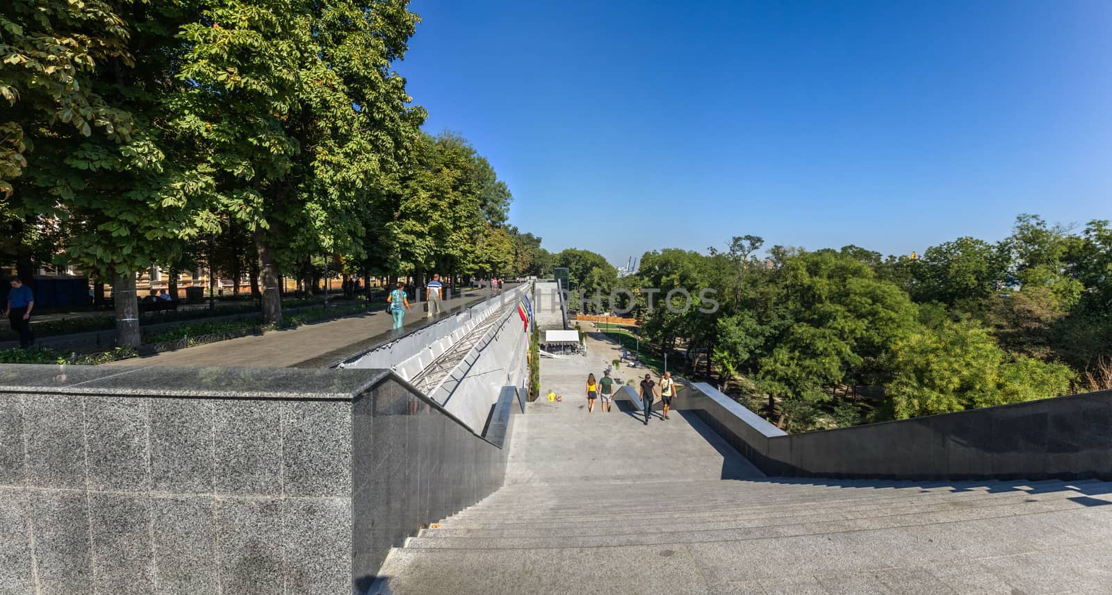 Odessa, Ukraine - 09.03.2018. Panorama view of the Greek park restored this summer in Odessa, Ukraine, on a sunny day