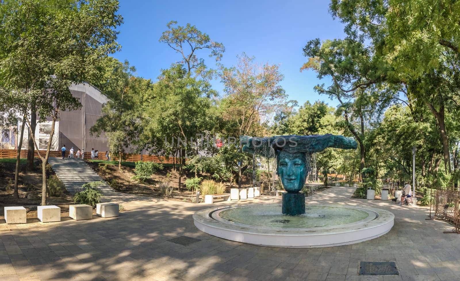 Odessa, Ukraine - 09.03.2018. Panorama view of the Greek park restored this summer in Odessa, Ukraine, on a sunny day