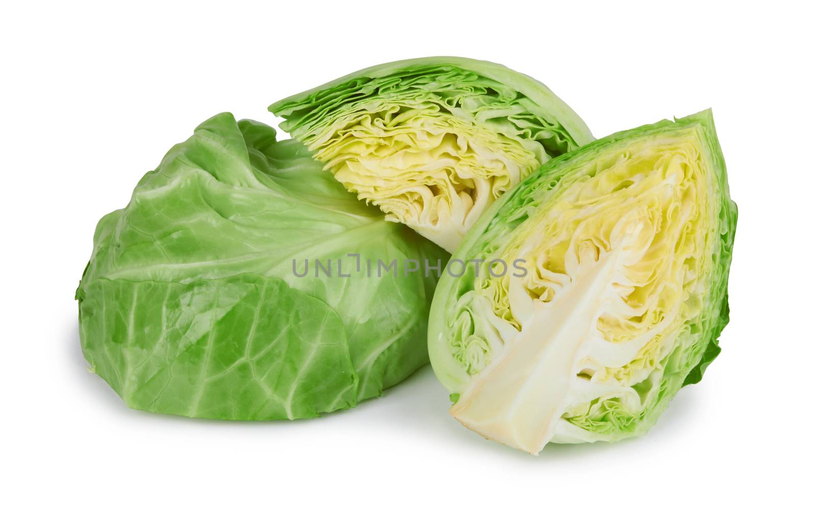 green cabbage on white by pioneer111