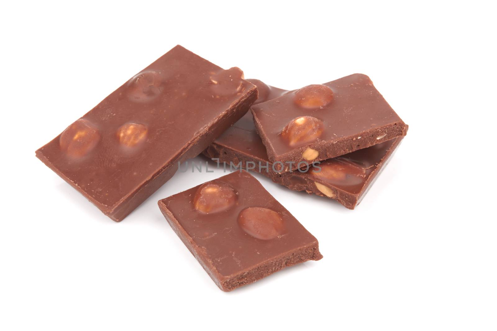 Broken chocolate bar isolated on a white background
