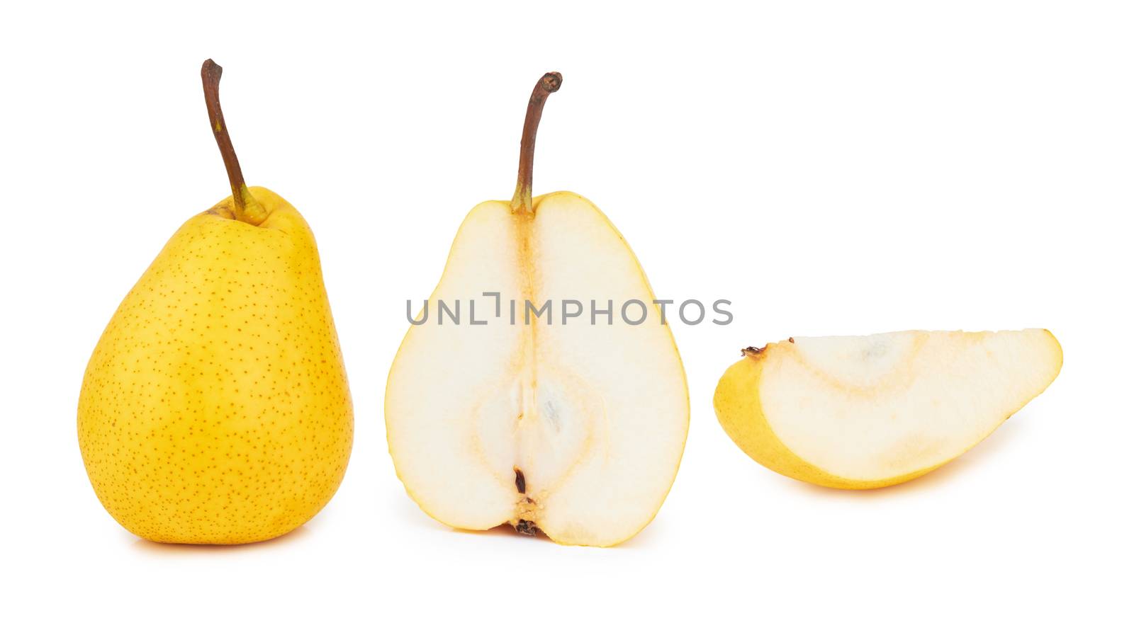 Yellow pears isolated on white background