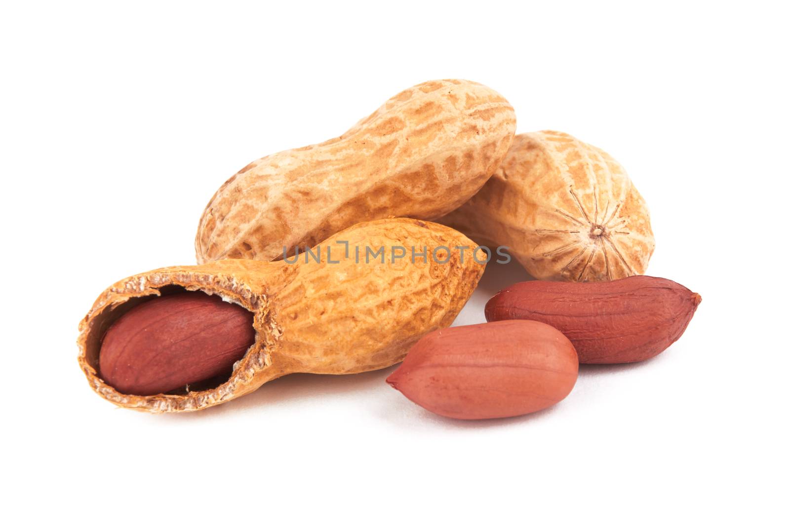 Fresh peanuts with shells isolated on white background 