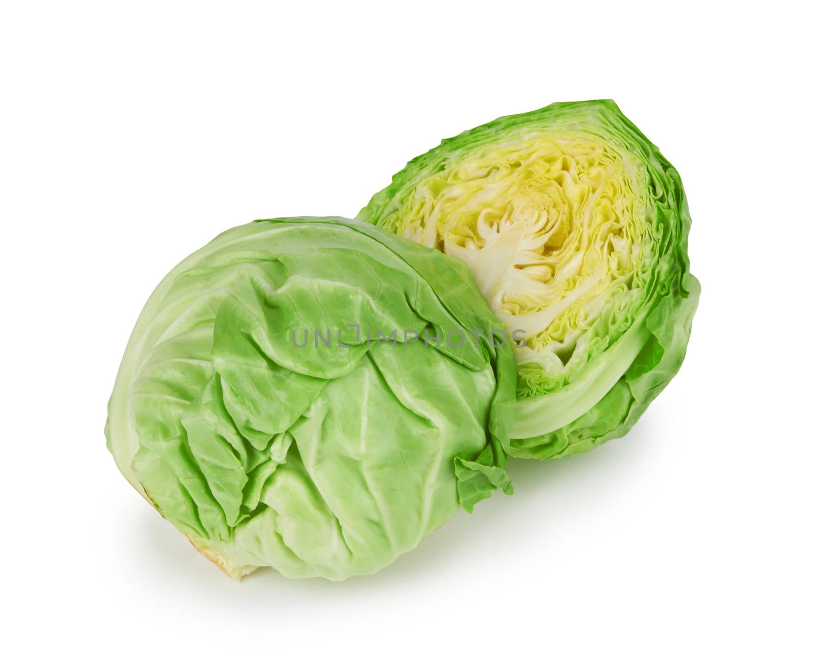 green cabbage on white by pioneer111