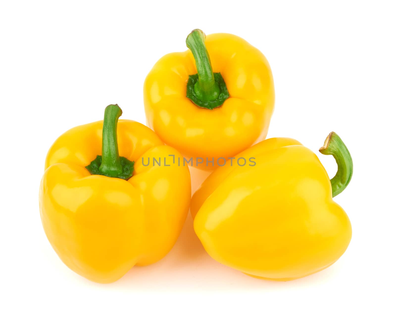 three sweet peppers isolated on white background