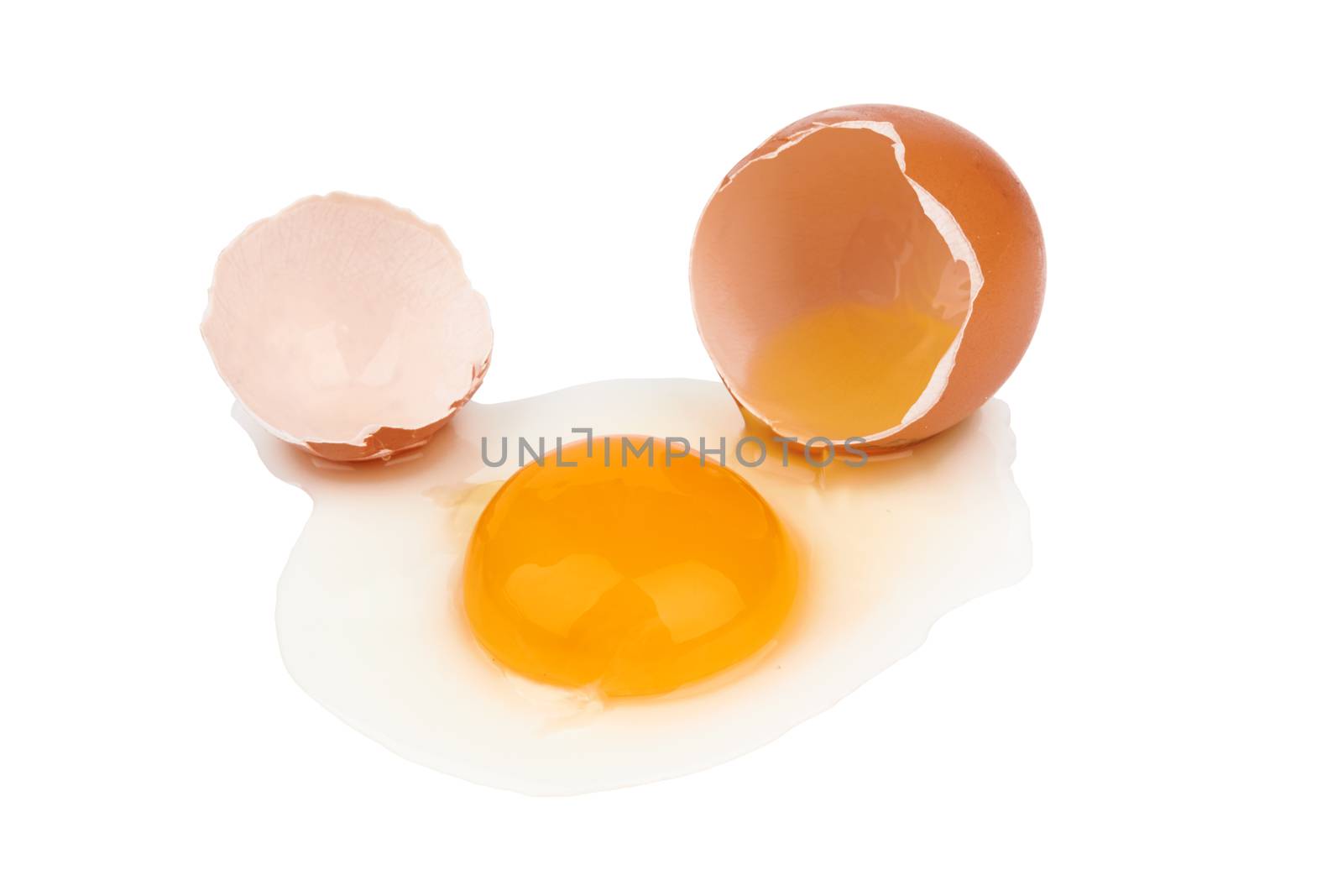 Broken egg isolated on a white background