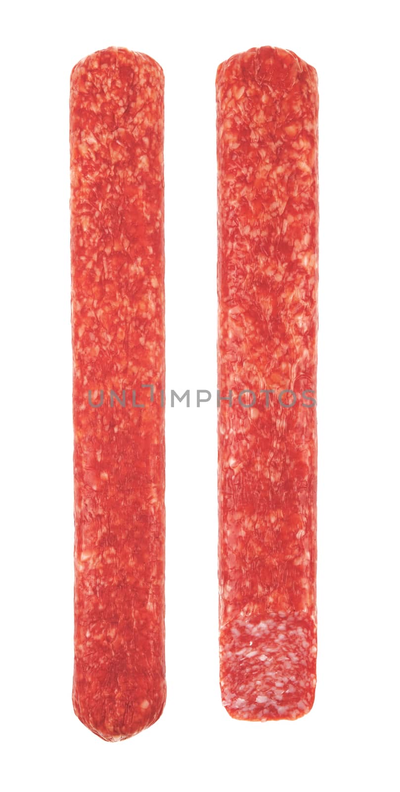 fresh salami isolated on a white background 