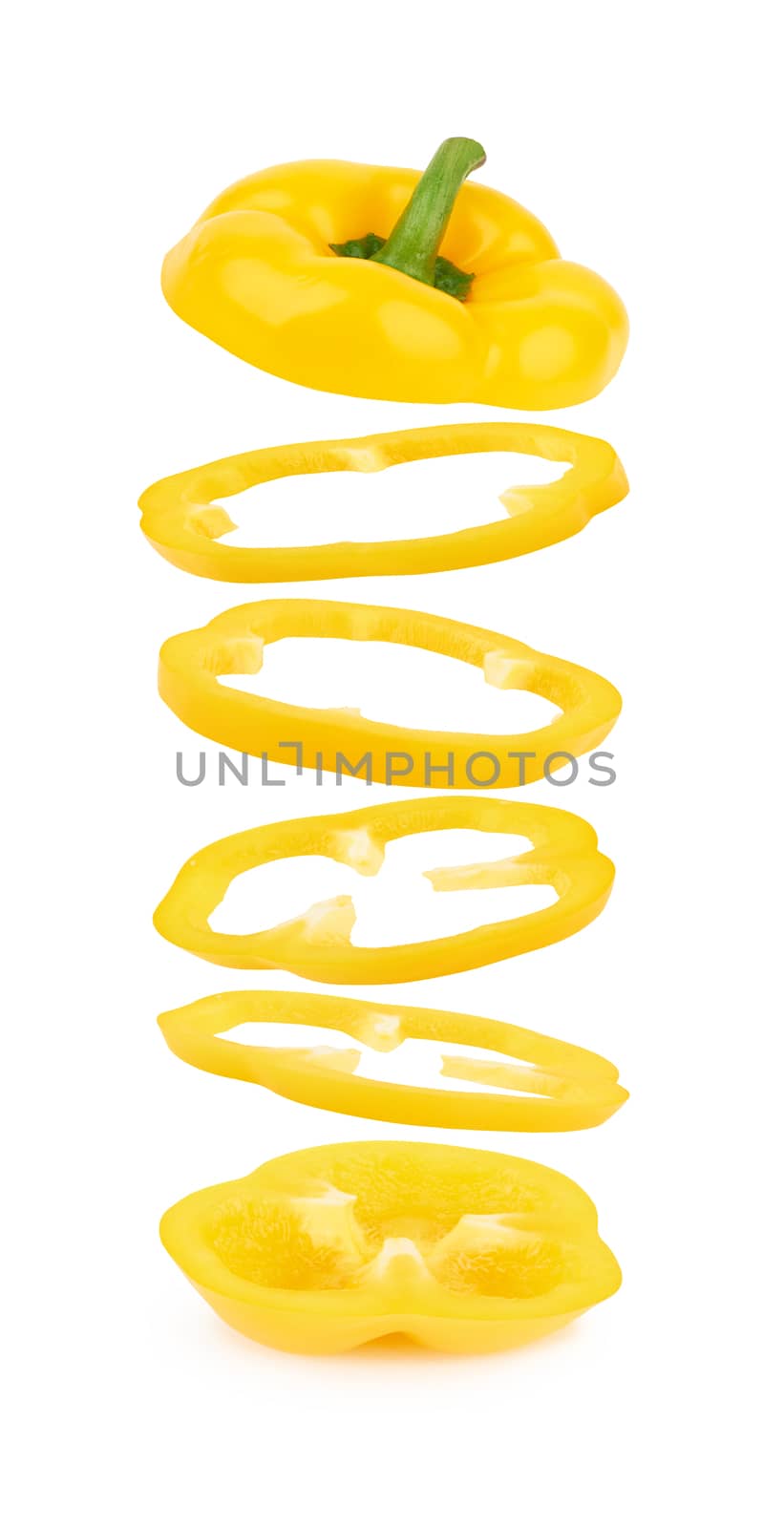 Yellow sweet peppers isolated on white background