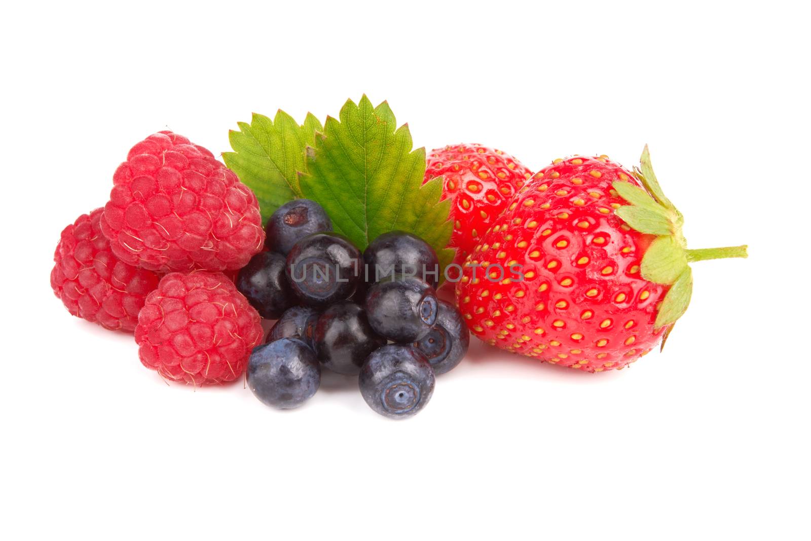 Berries with leaf isolated on white background