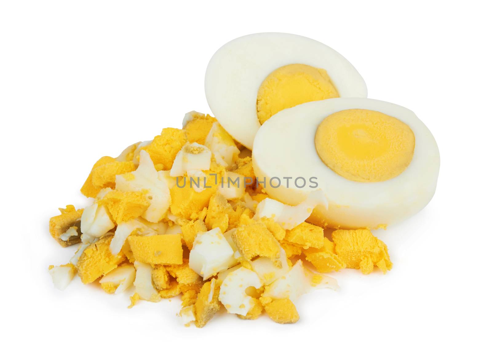 Shell boiled egg isolated on white background