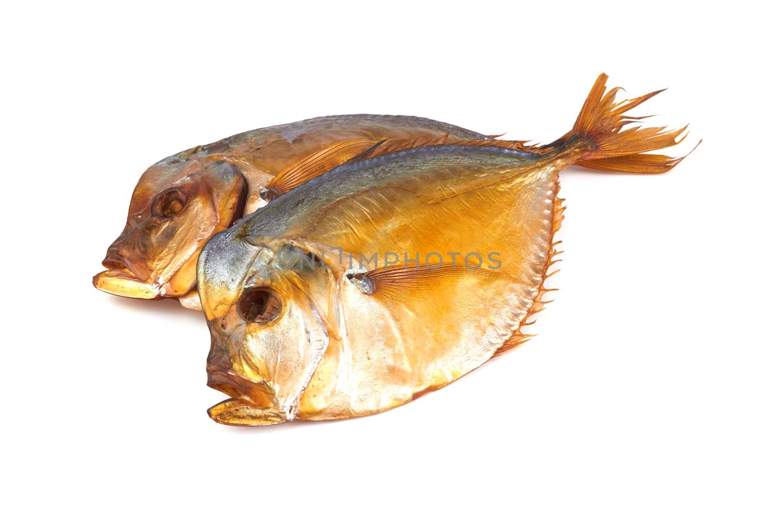 Smoked moonfish isolated on a white background