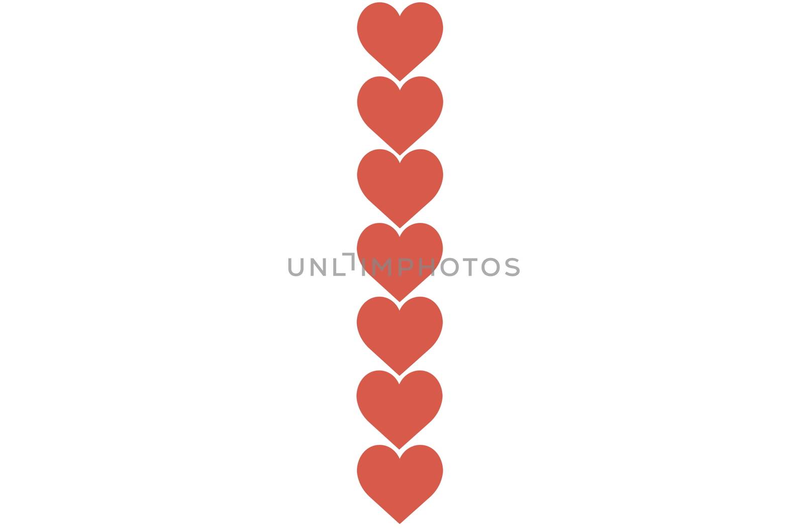 Red Hearts Design on White Background. Love, Heart, Valentine's Day. Can be used for Articles, Printing, Illustration purpose, background, website, businesses, presentations, Product Promotions etc.