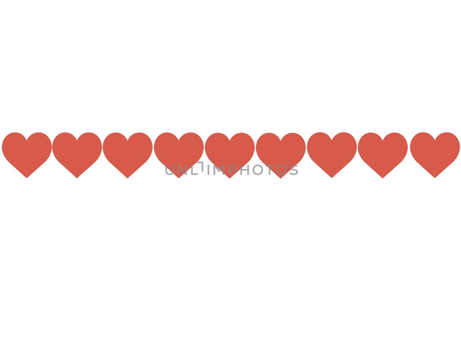 Red Hearts Design on White Background. Love, Heart, Valentine's Day. Can be used for Articles, Printing, Illustration purpose, background, website, businesses, presentations, Product Promotions etc.