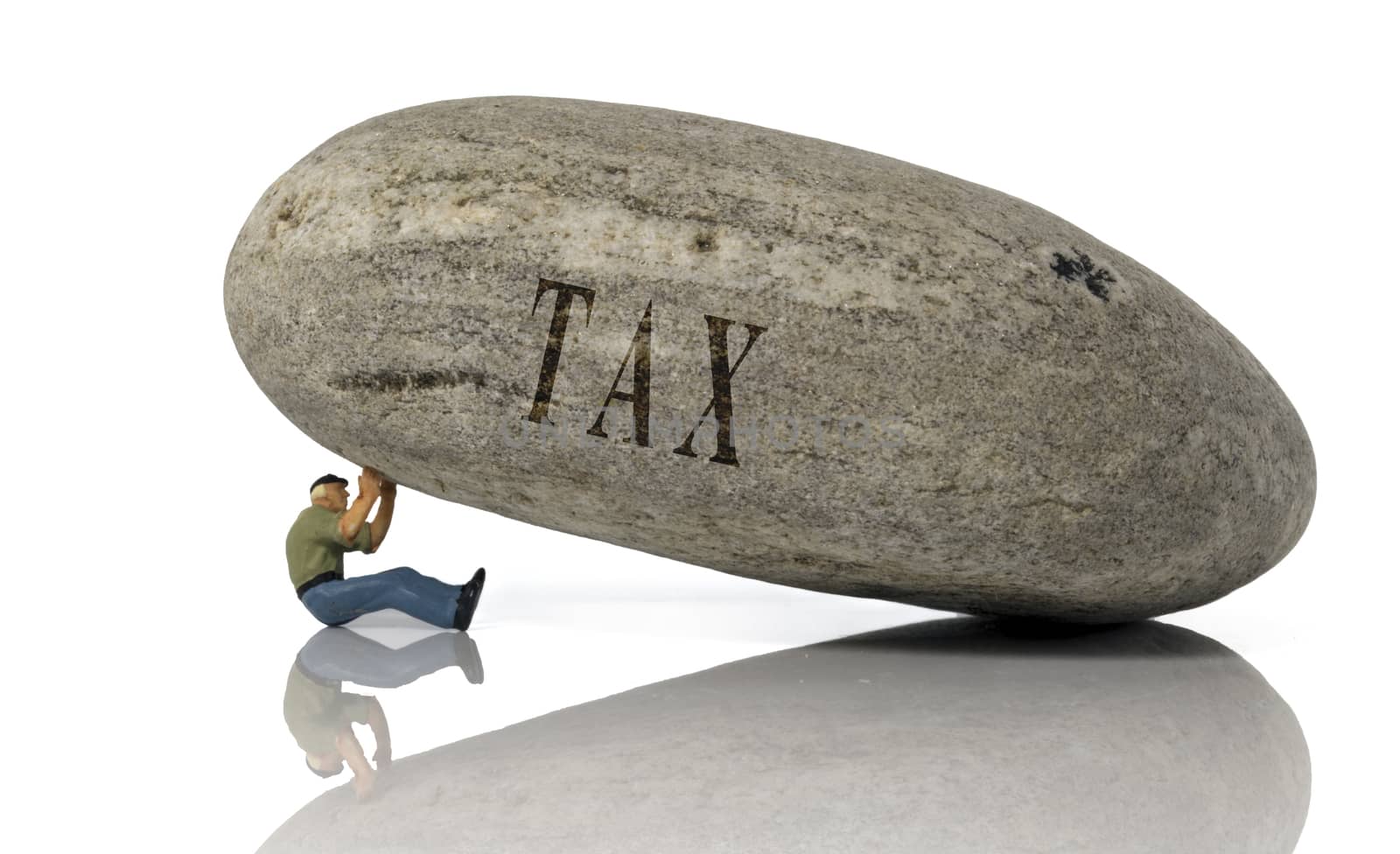 Tax concept, man collapses under the tax burden