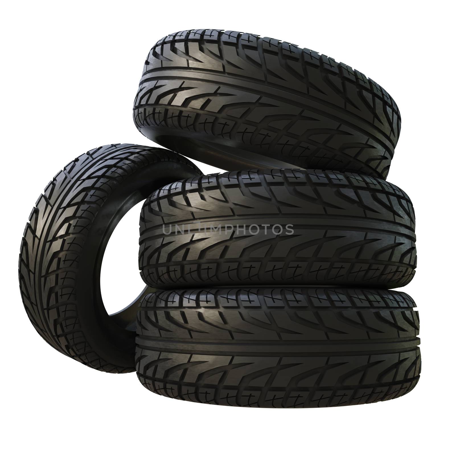 Group black tires, isolated by cherezoff