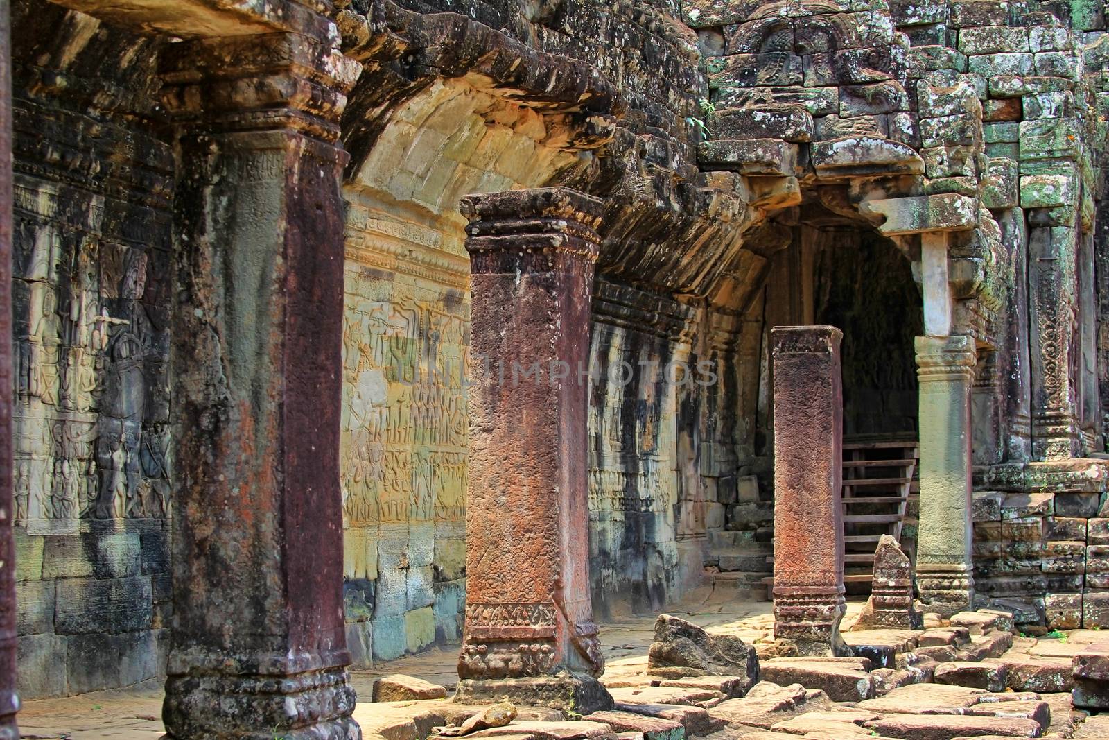 Temple ruins. Bayon Temple of Angkor Thom by friday