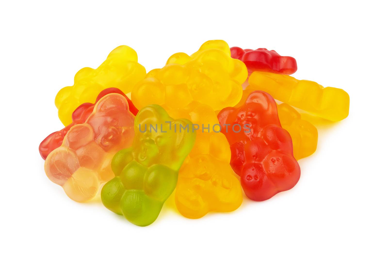 colorful neon gummy candies isolaten on white background
