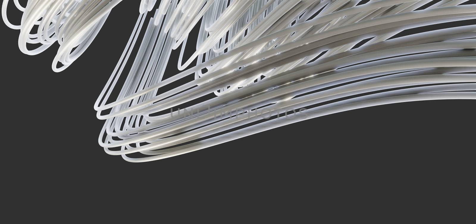 Abstract white smooth lines on gray background. 3d illustration. Beautiful background for your design