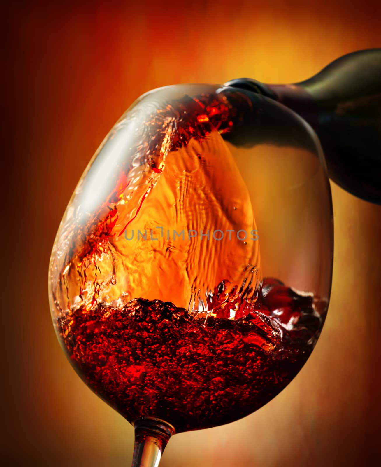 Red wine on an orange background by Givaga