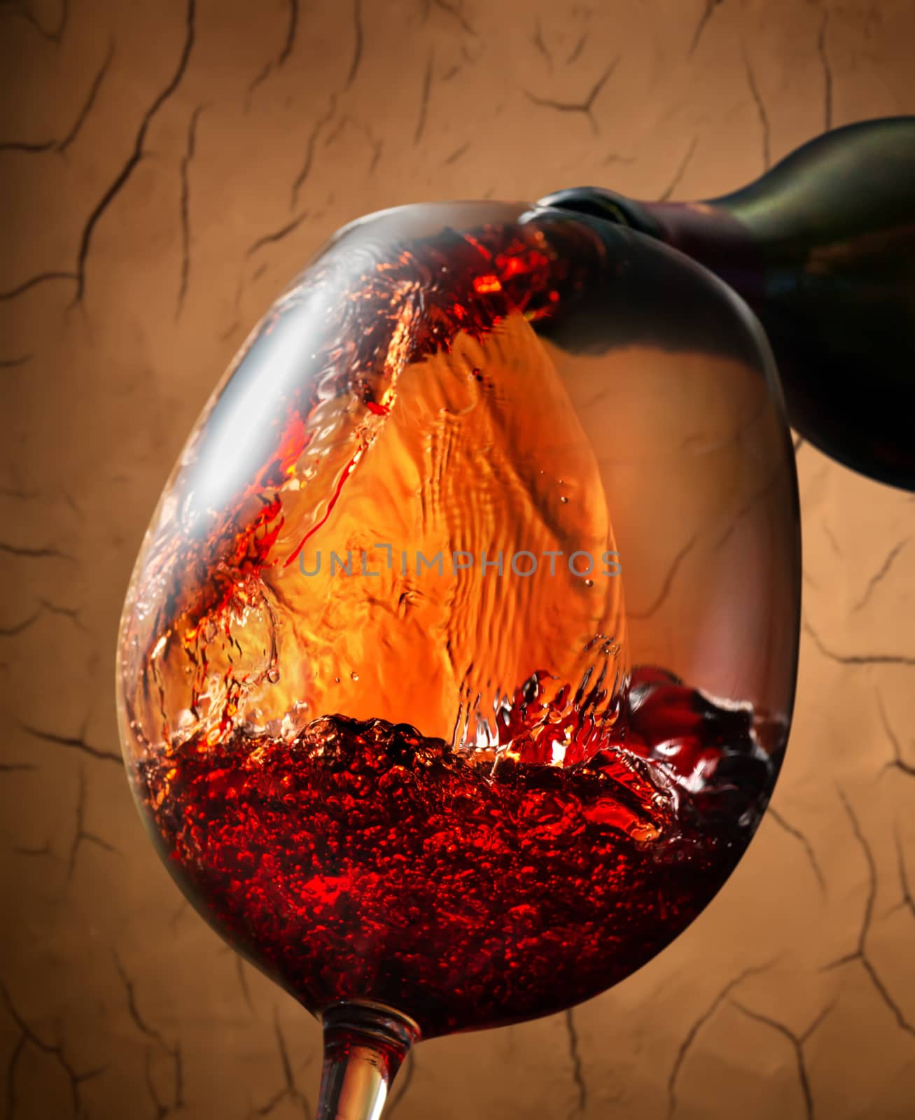 Red wine on clay background by Givaga
