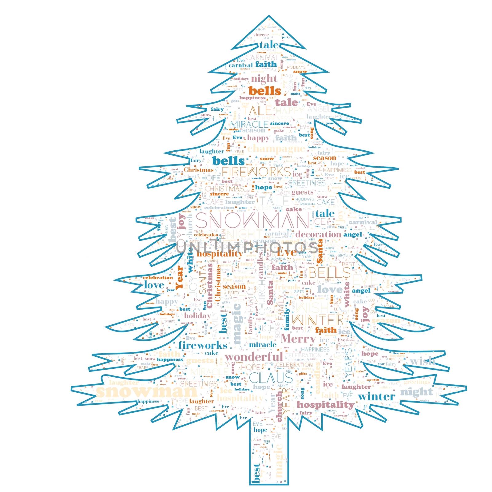 Merry Christmas word cloud in tree shape by artush