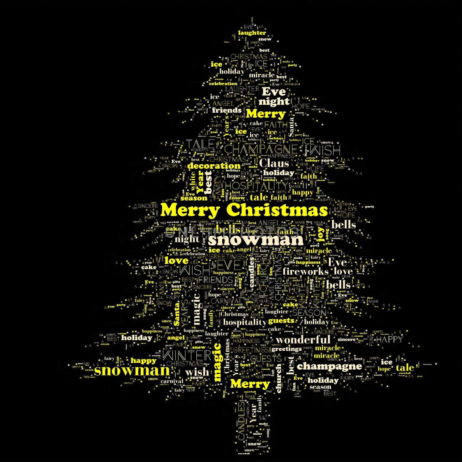 Merry Christmas word cloud in tree shape by artush