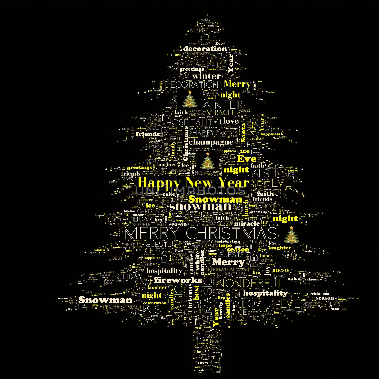 Merry Christmas word cloud in tree shape by artush