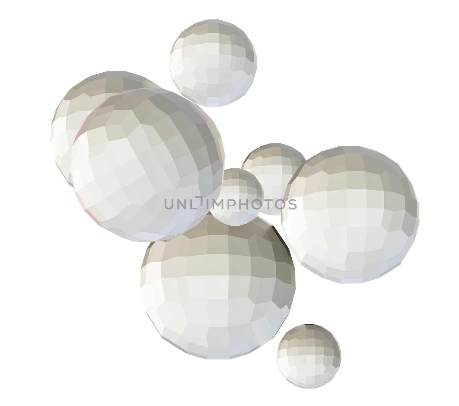 White spheres. 3D illustration by cherezoff