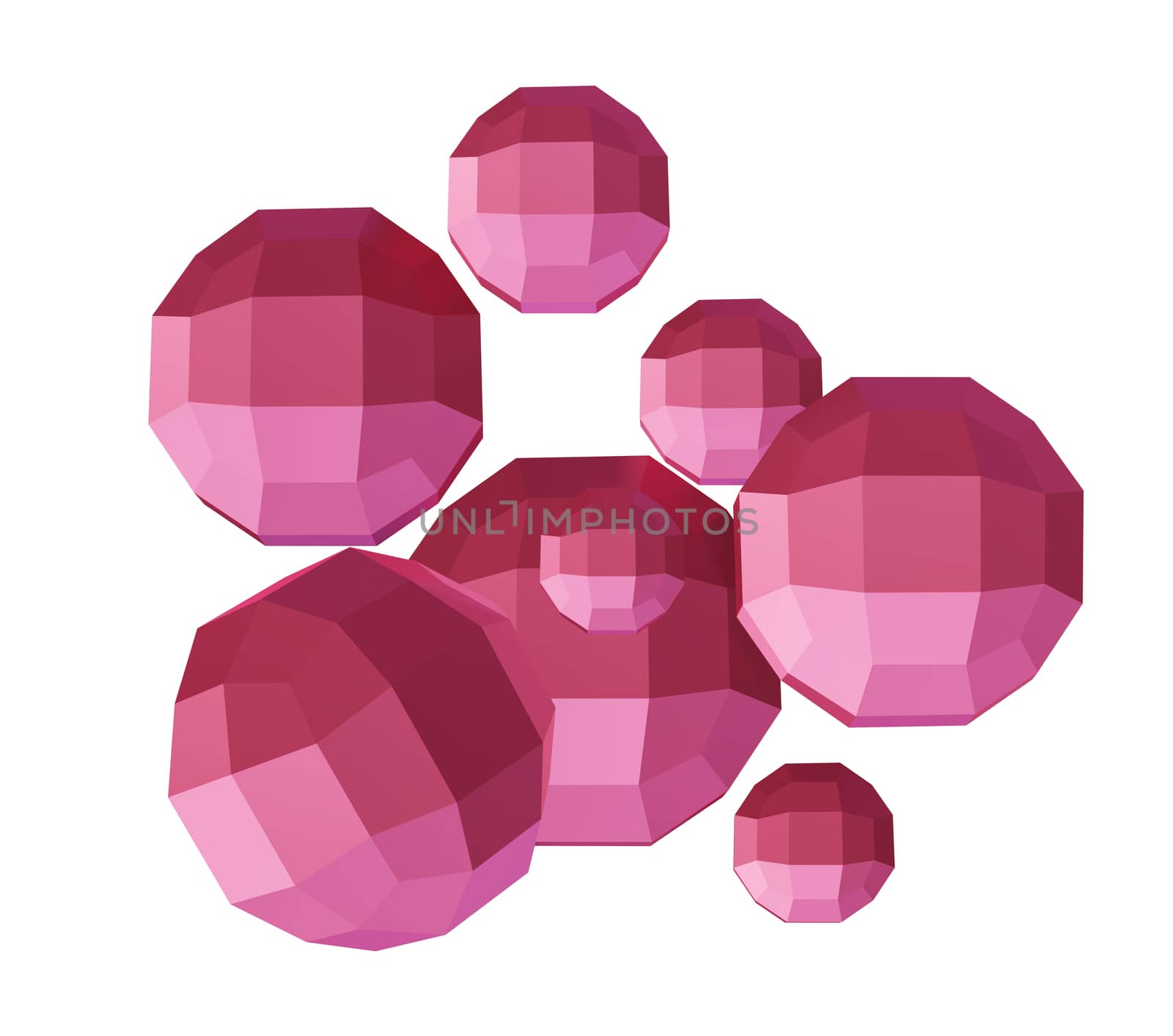 Pink spheres. 3D illustration. Abstract background with 3d geometric shapes